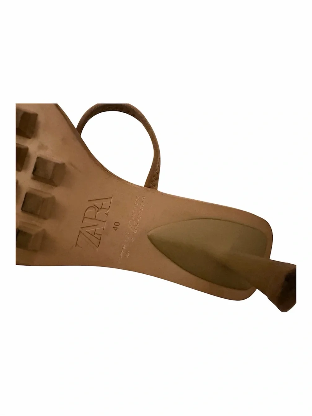 Zara Tan Two-Strap Toe-Loop Sandals - Picture 3 of 4